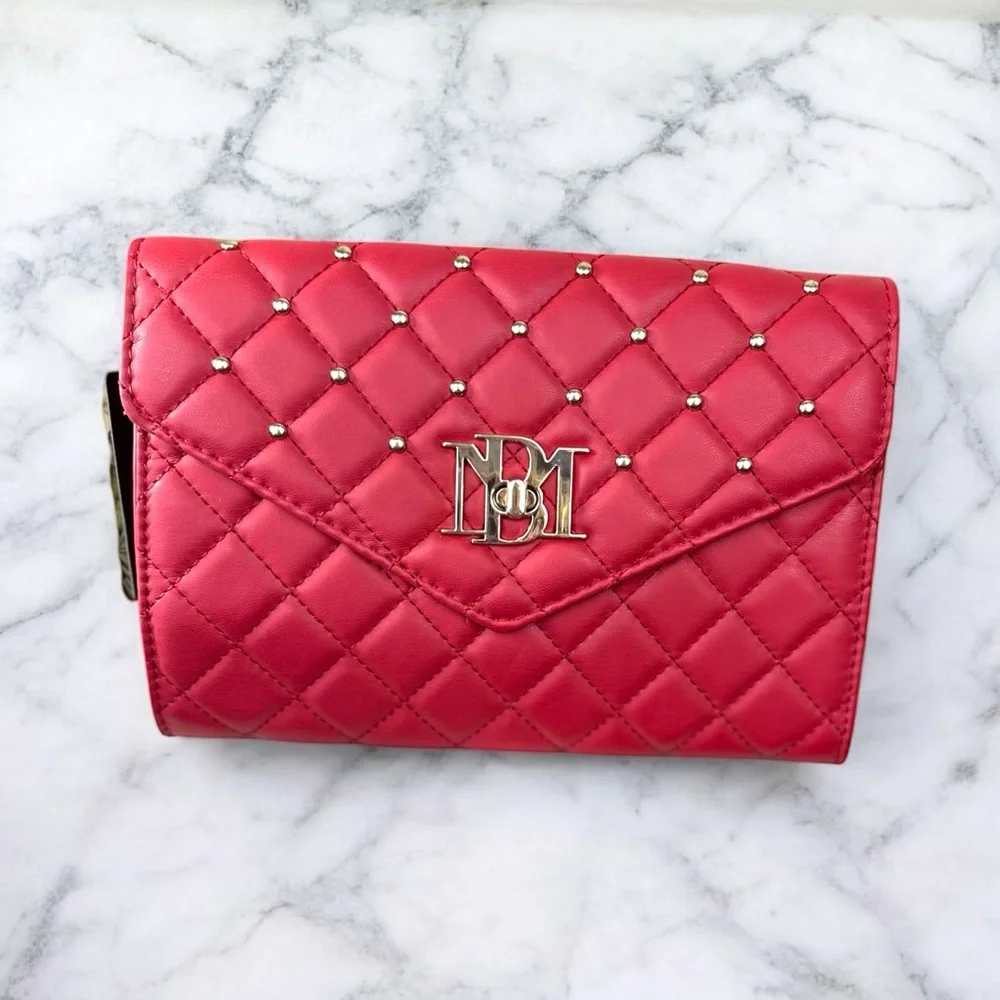 Badgley Mischka NWT Diamond Red‎ Quilted Chain Shoulder Bag